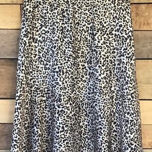 Chico’s 0 Skirt Leopard Cheetah Animal Print Flared Maxi Lined Jungle Chic Class